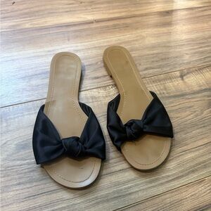 Express Black and Brown Sandals with Bow Design